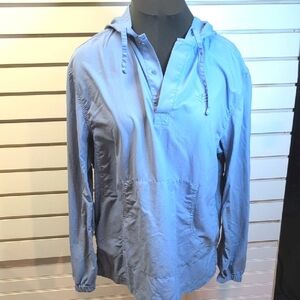 Coolibar Blue 1/4 Snap Hoodie Sun Protection Vented Long Sleeve Size Small